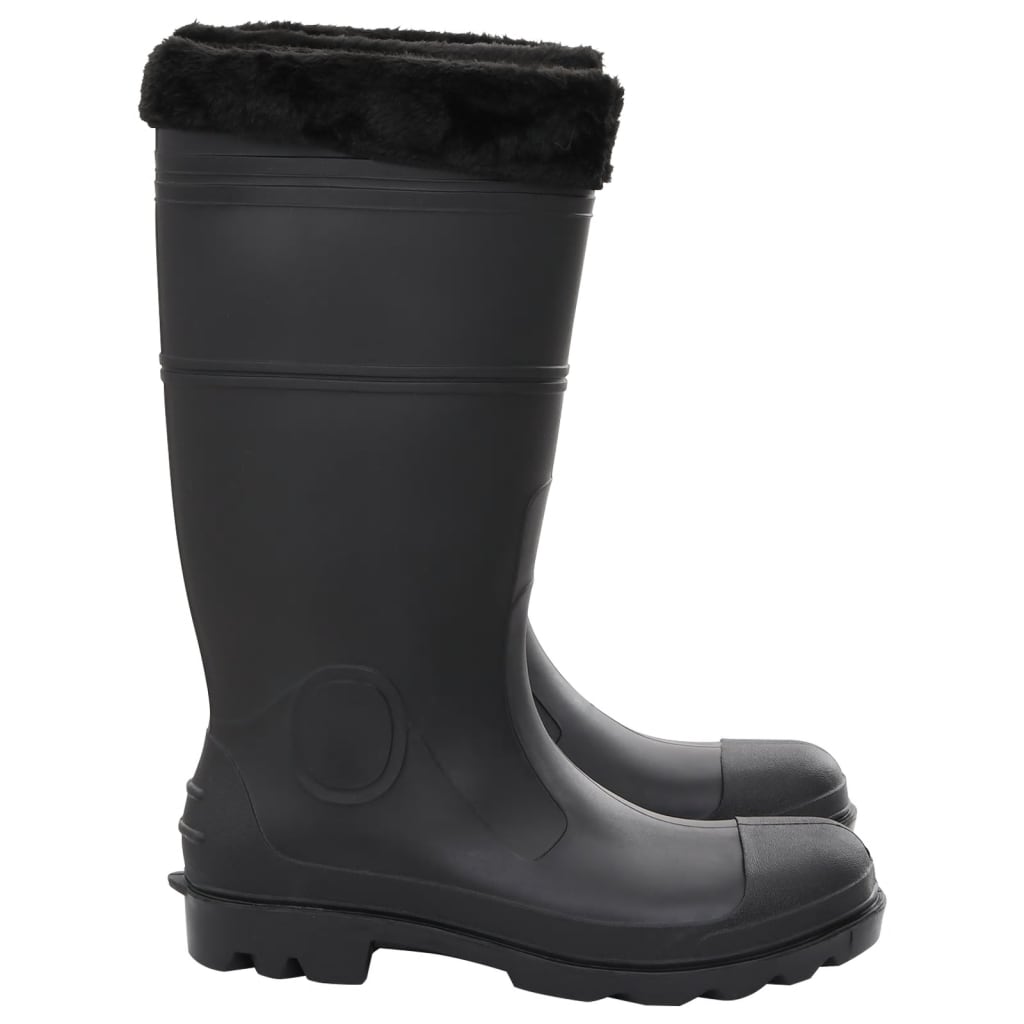 rubber boots with removable lining, black, size 45, PVC