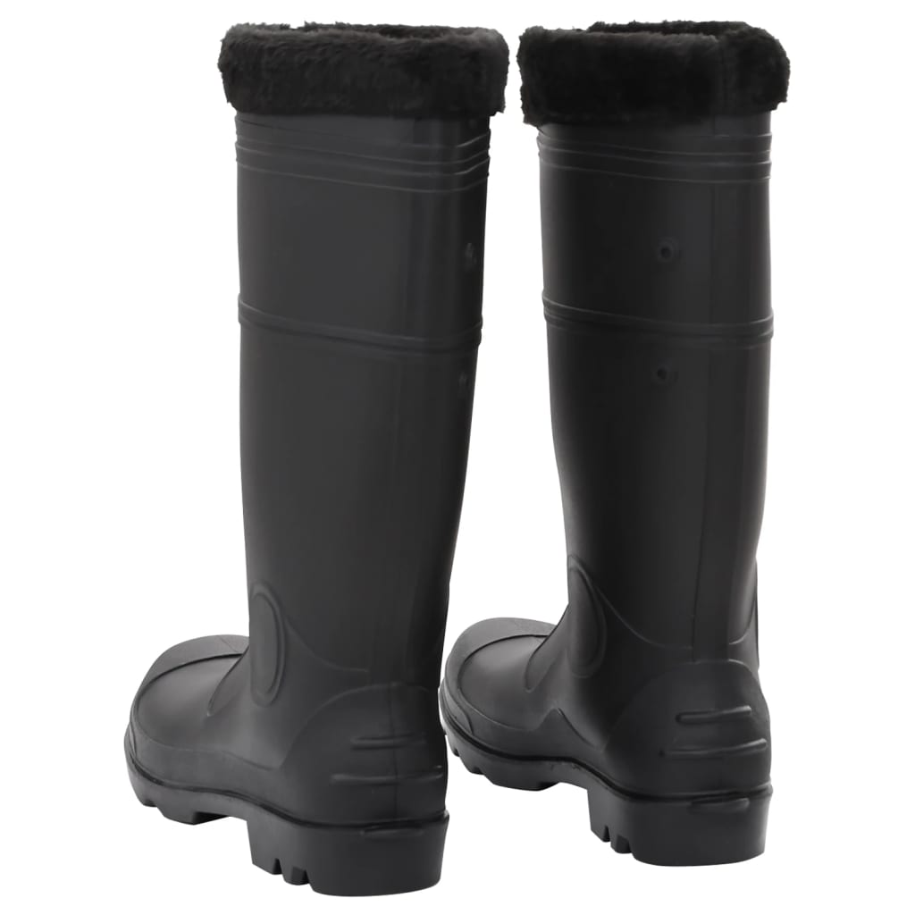 rubber boots with removable lining, black, size 45, PVC