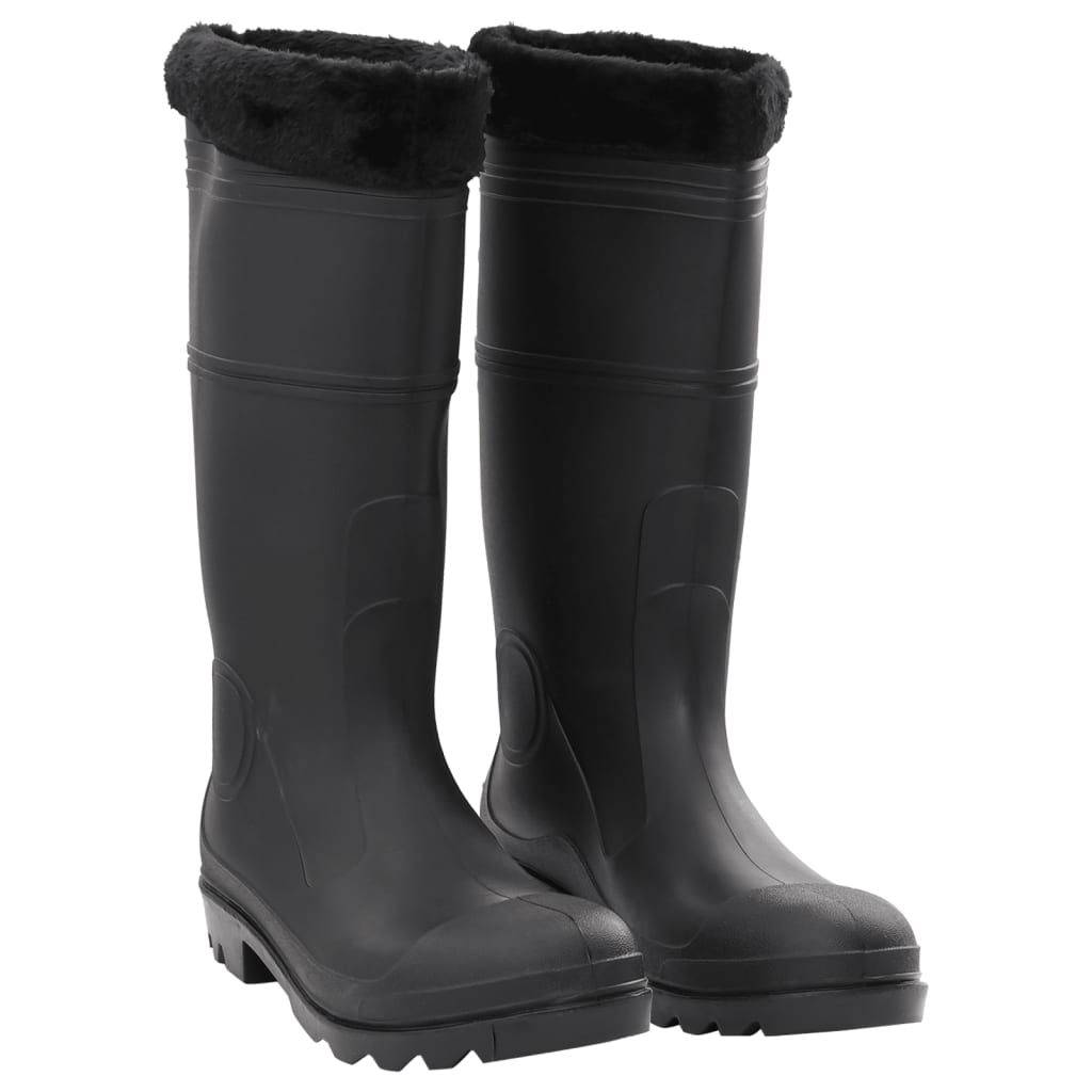 rubber boots with removable lining, black, size 46, PVC