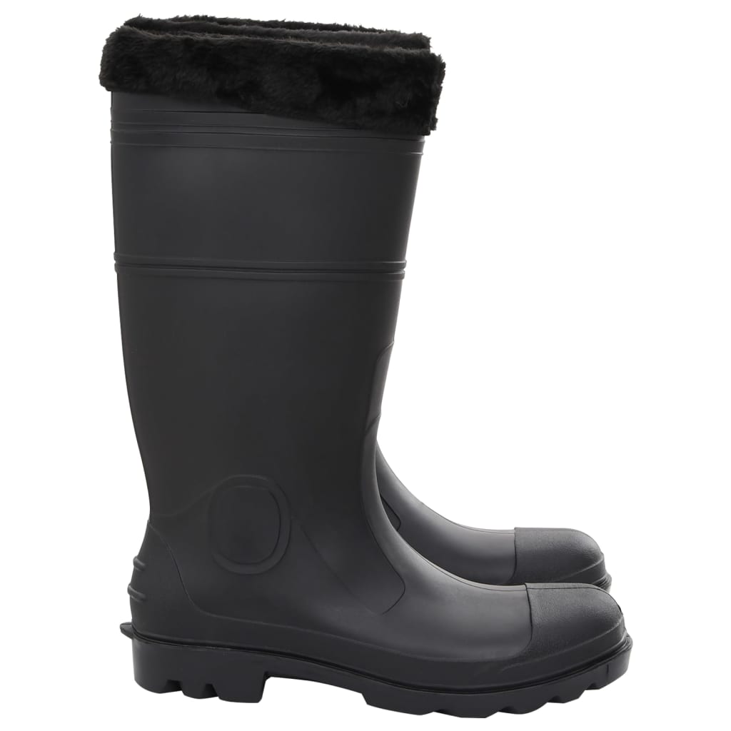 rubber boots with removable lining, black, size 46, PVC