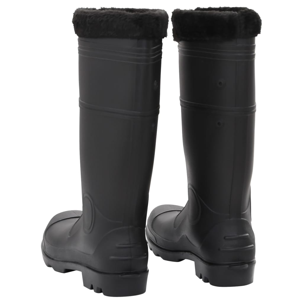 rubber boots with removable lining, black, size 46, PVC