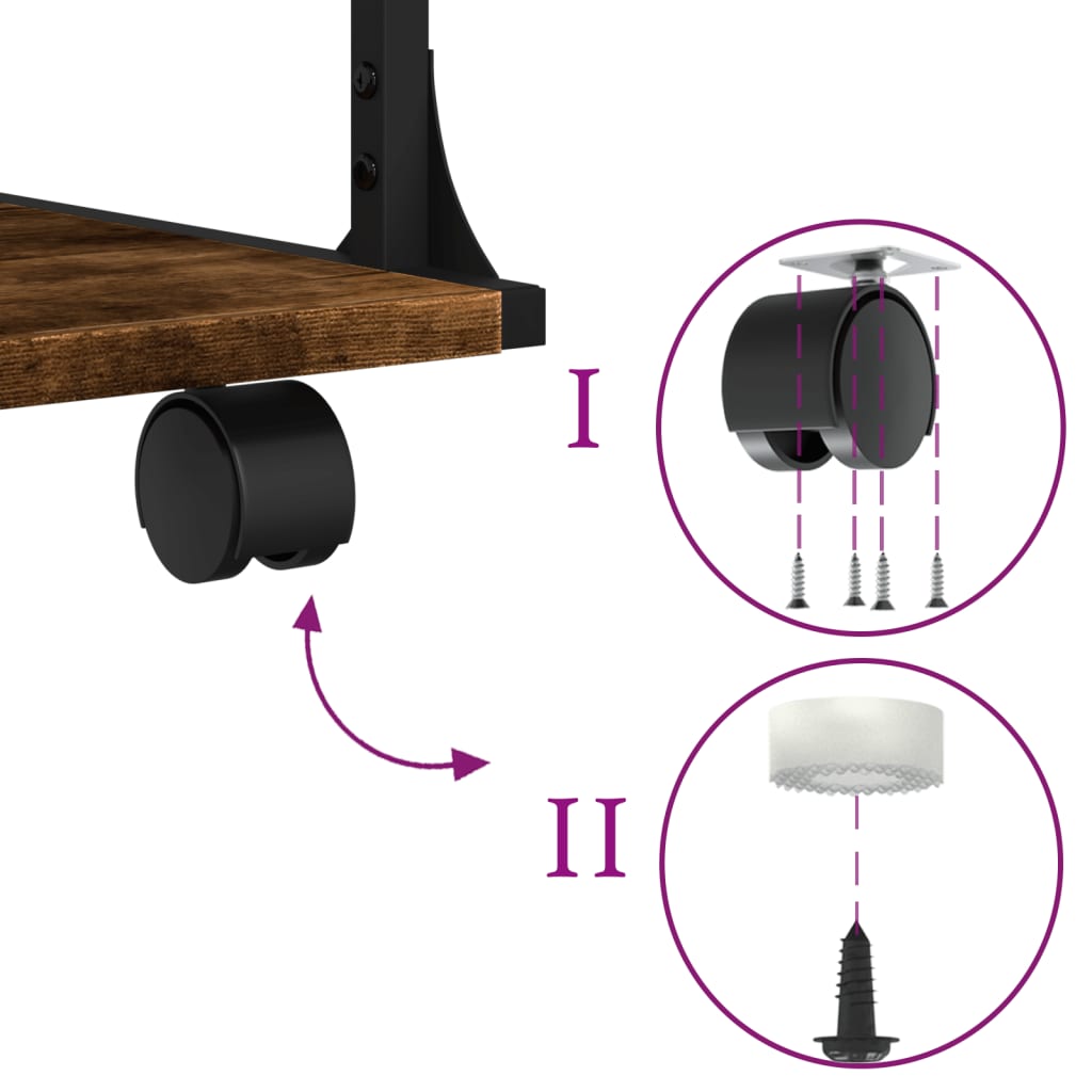 printer stand, 3 levels, smoked oak, 43x48x64 cm, artificial wood