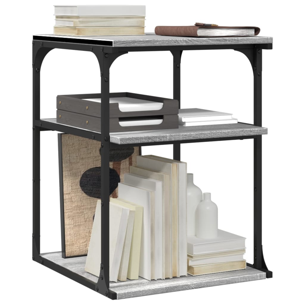 printer stand, 3 levels, Sonoma grey, 43x48x64 cm, artificial wood