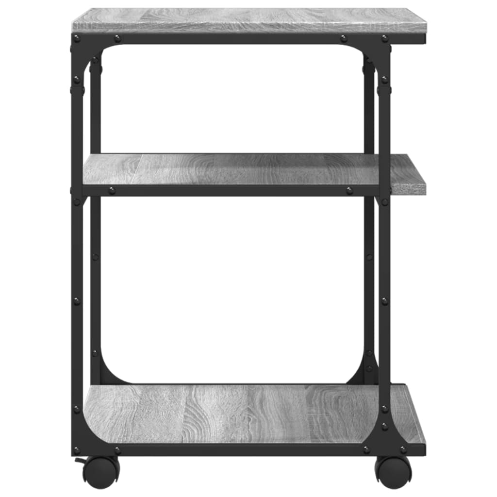 printer stand, 3 levels, Sonoma grey, 43x48x64 cm, artificial wood