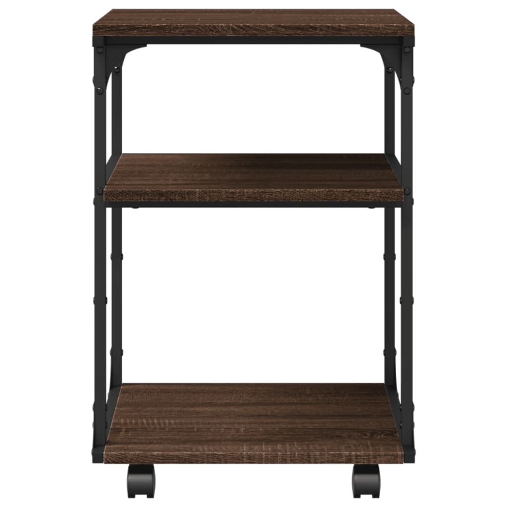 printer stand, 3 levels, brown oak, 43x48x64 cm, artificial wood