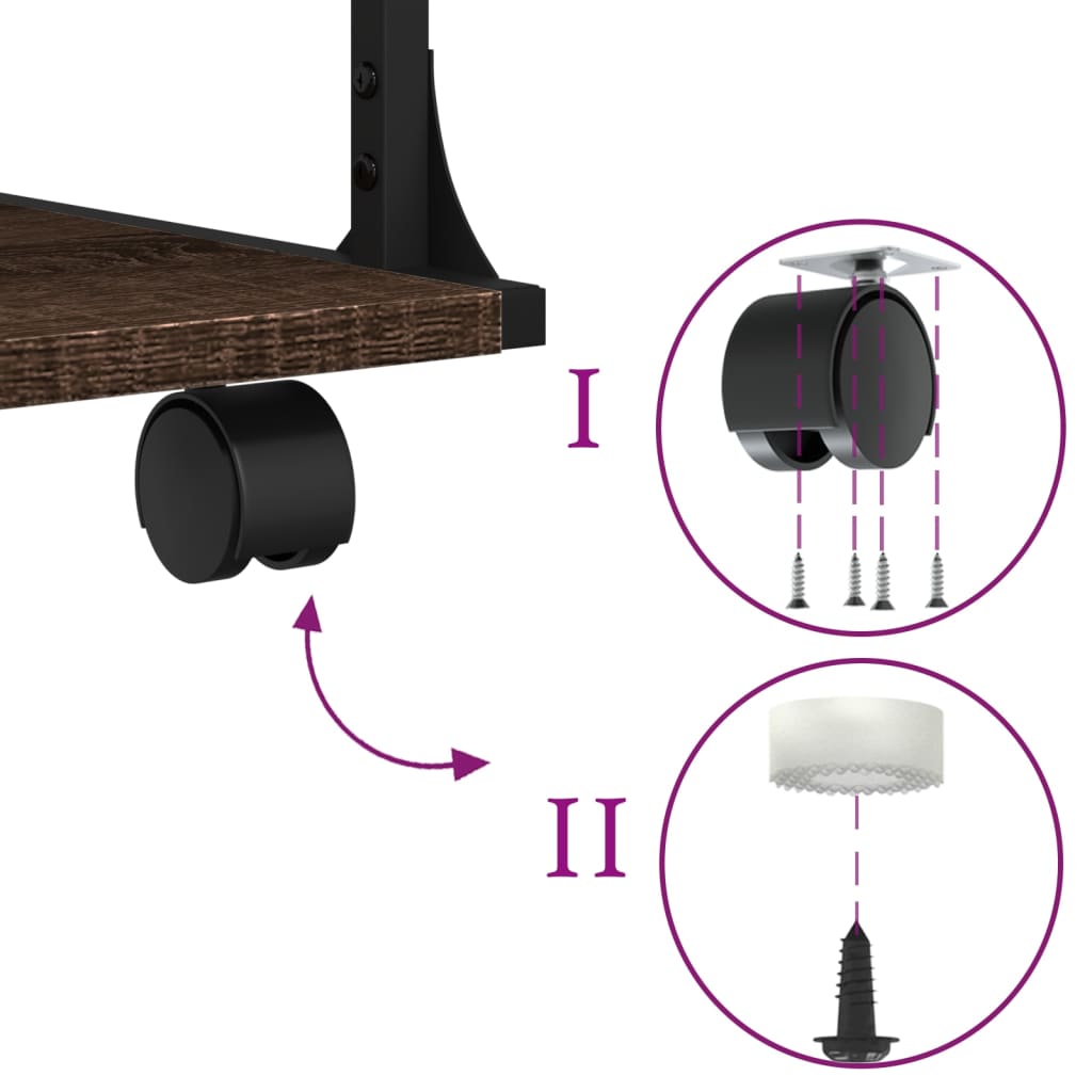 printer stand, 3 levels, brown oak, 43x48x64 cm, artificial wood