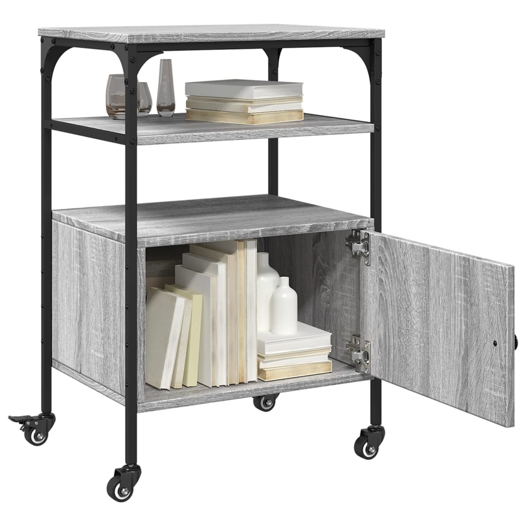 printer stand, 3 levels, Sonoma grey, 50x40x76 cm, artificial wood