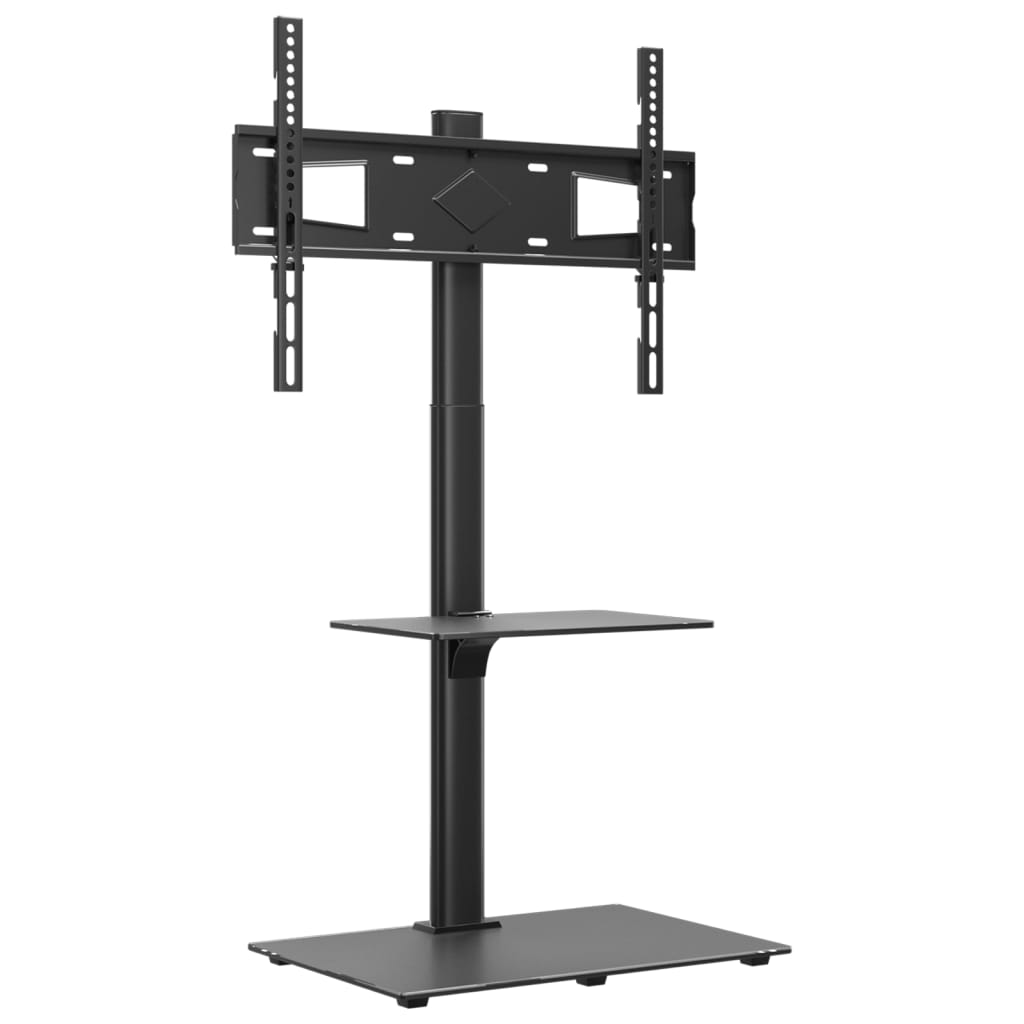 Corner TV stand with 2 shelves, 32-65 inches, black