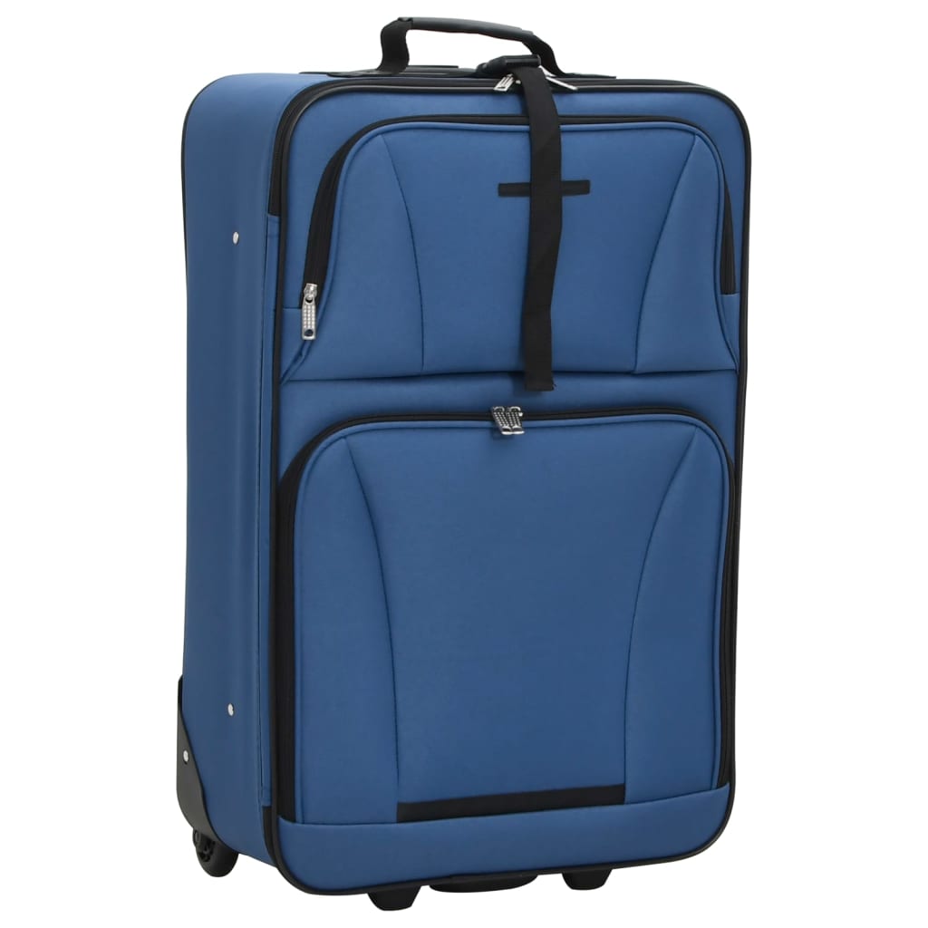 5-piece suitcase set, blue, fabric