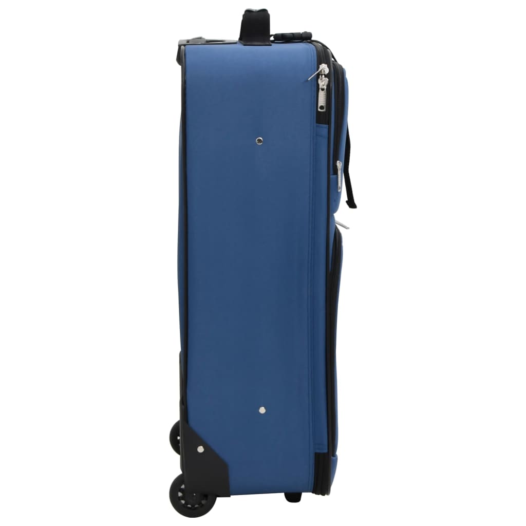 5-piece suitcase set, blue, fabric