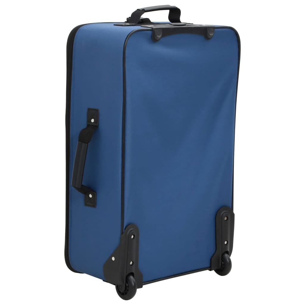 5-piece suitcase set, blue, fabric