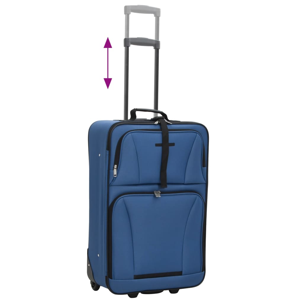 5-piece suitcase set, blue, fabric