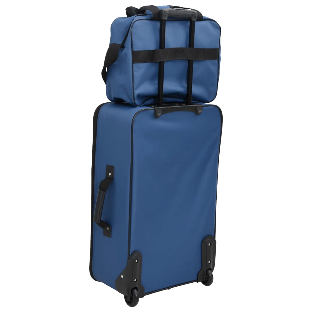 5-piece suitcase set, blue, fabric