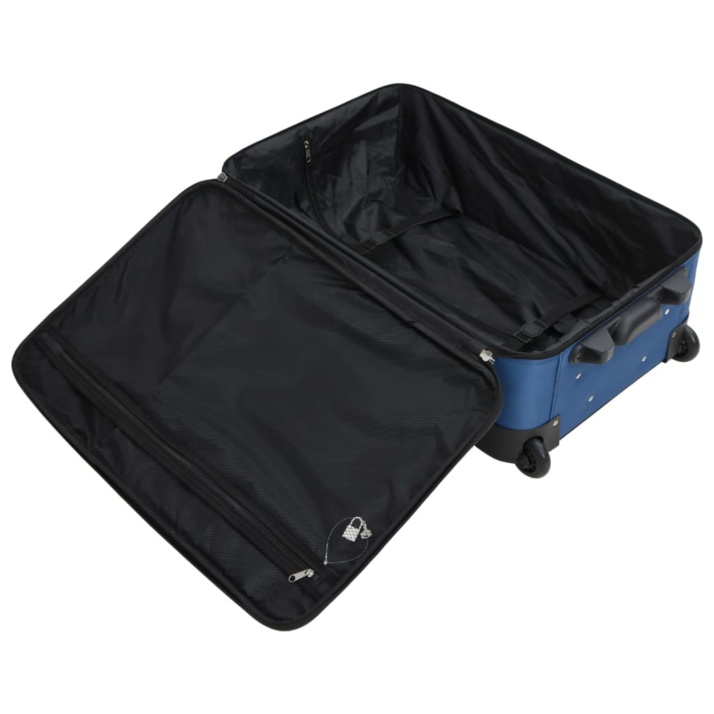 5-piece suitcase set, blue, fabric