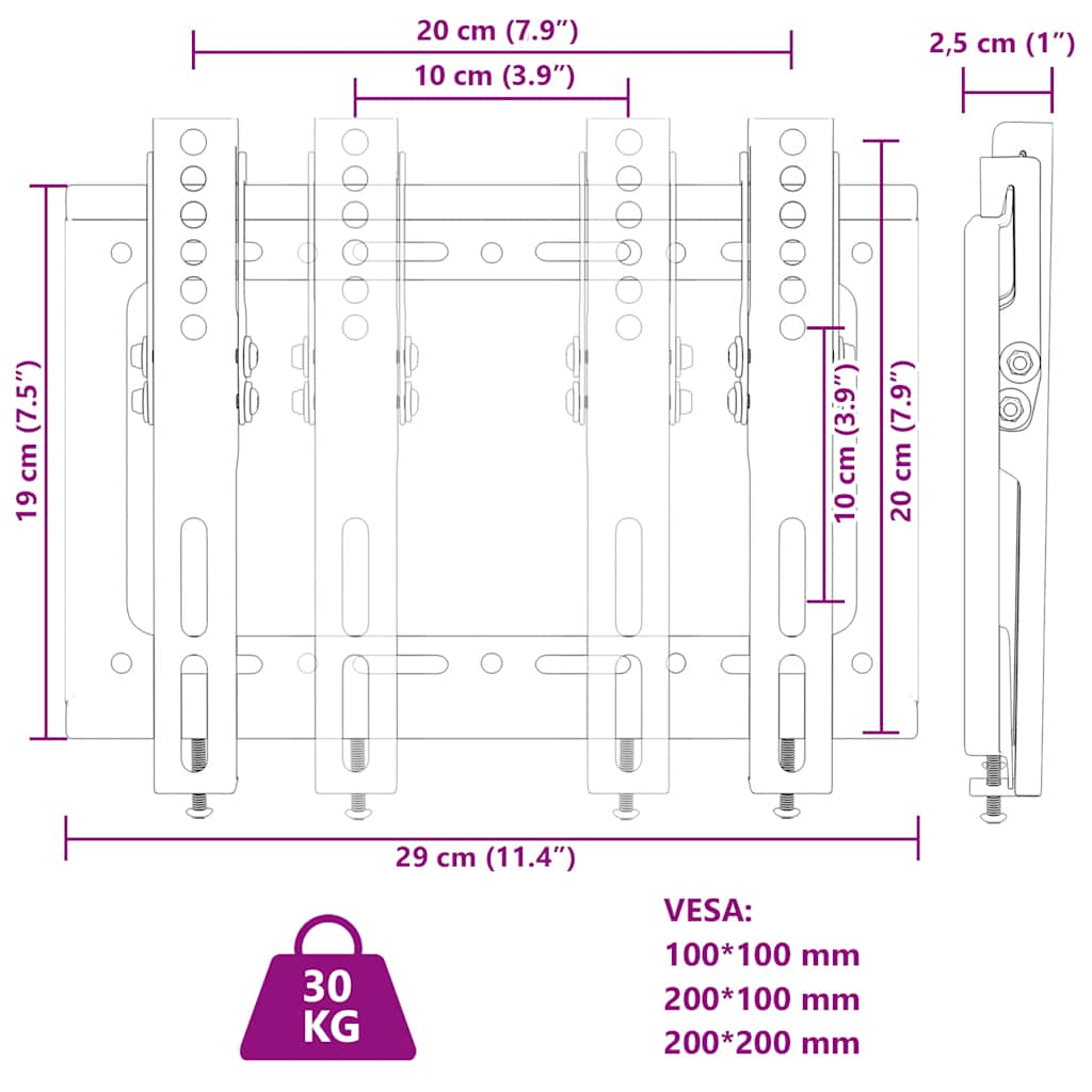 TV wall mount, 14-42 inches, max VESA 200x200 mm 30 kg