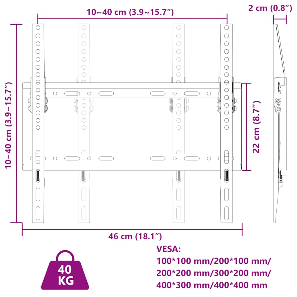 Настенное крепление для телевизора, 26-63 дюйма, макс. VESA 400x400 мм, 40 кг