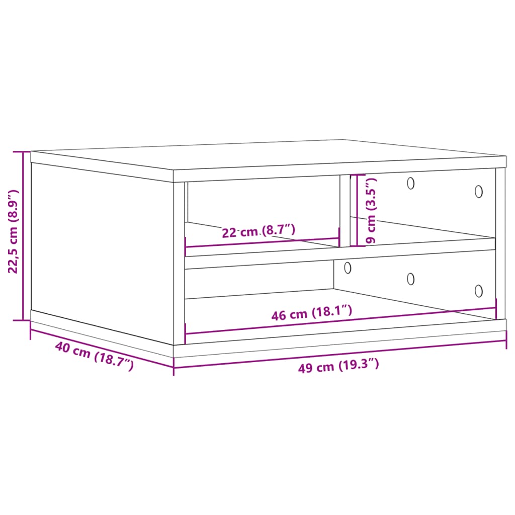 printer stand, Sonoma oak 49x40x22.5 cm artificial wood