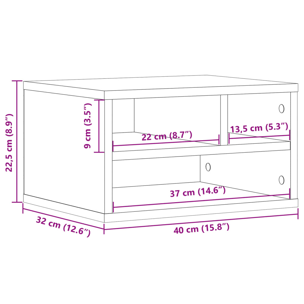 printer stand, black 49x40x22.5 cm artificial wood