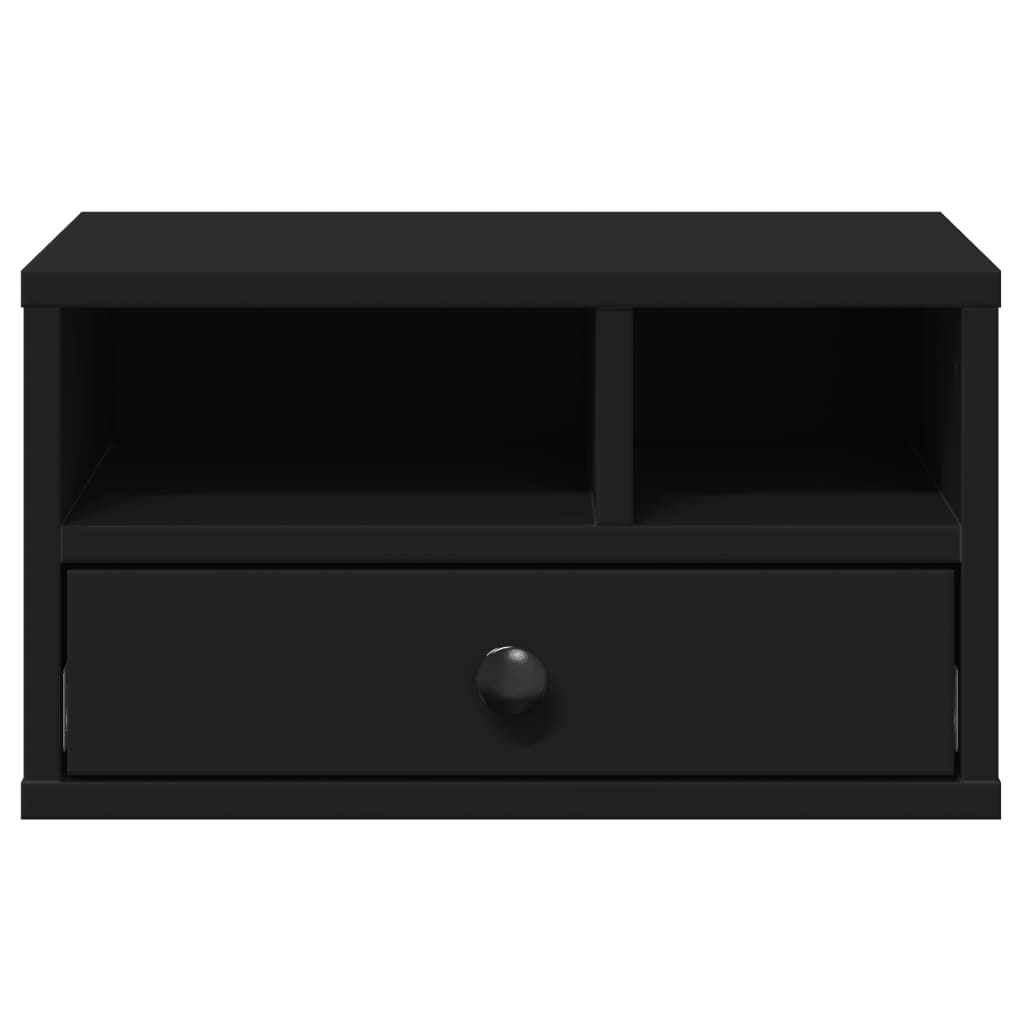 printer stand, black 40x32x22.5 cm artificial wood