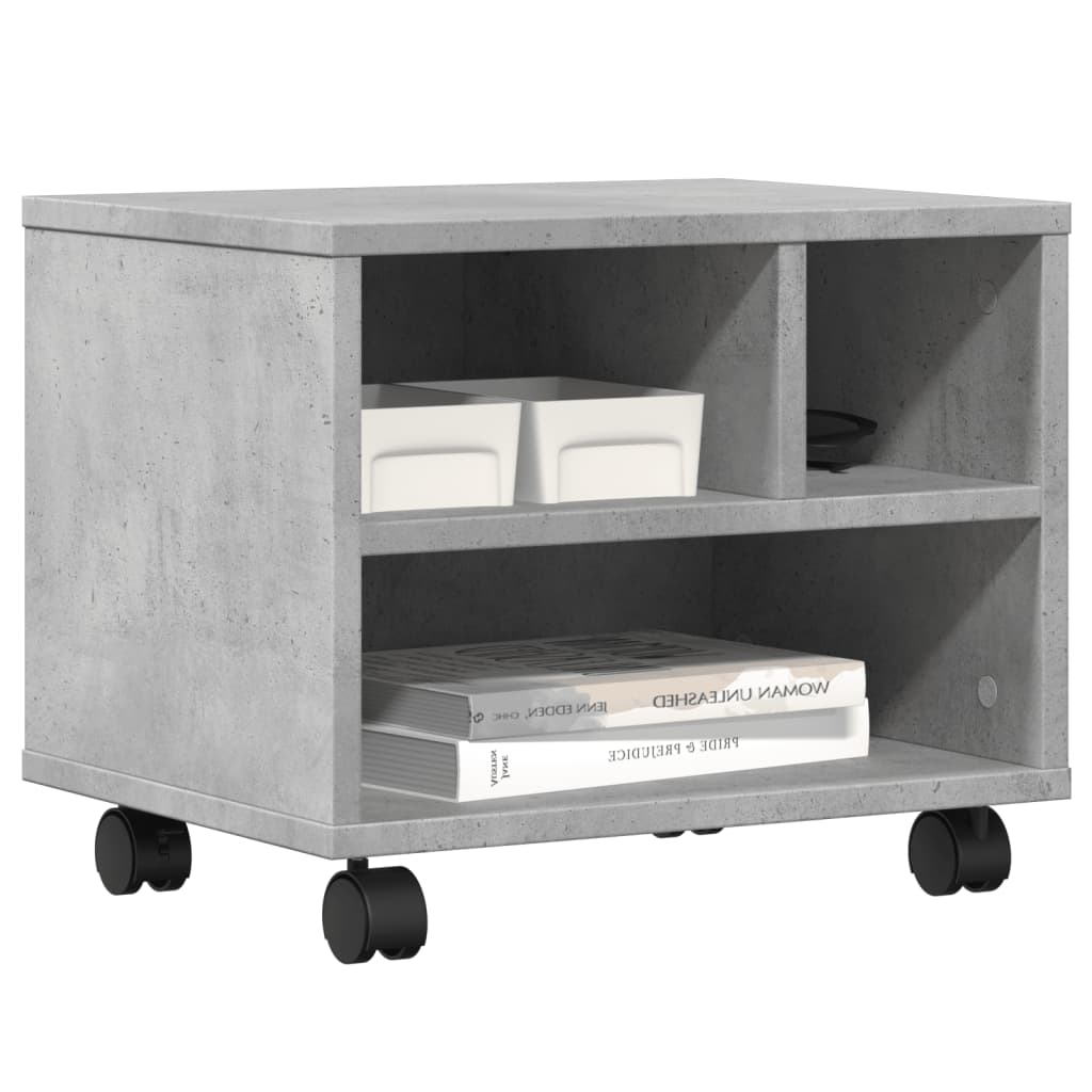 printer stand with wheels, concrete gray, 41x32x34.5 cm