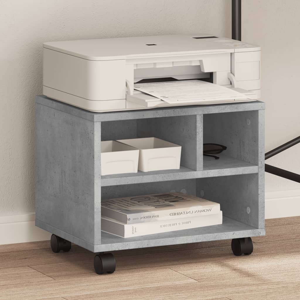 printer stand with wheels, concrete gray, 41x32x34.5 cm