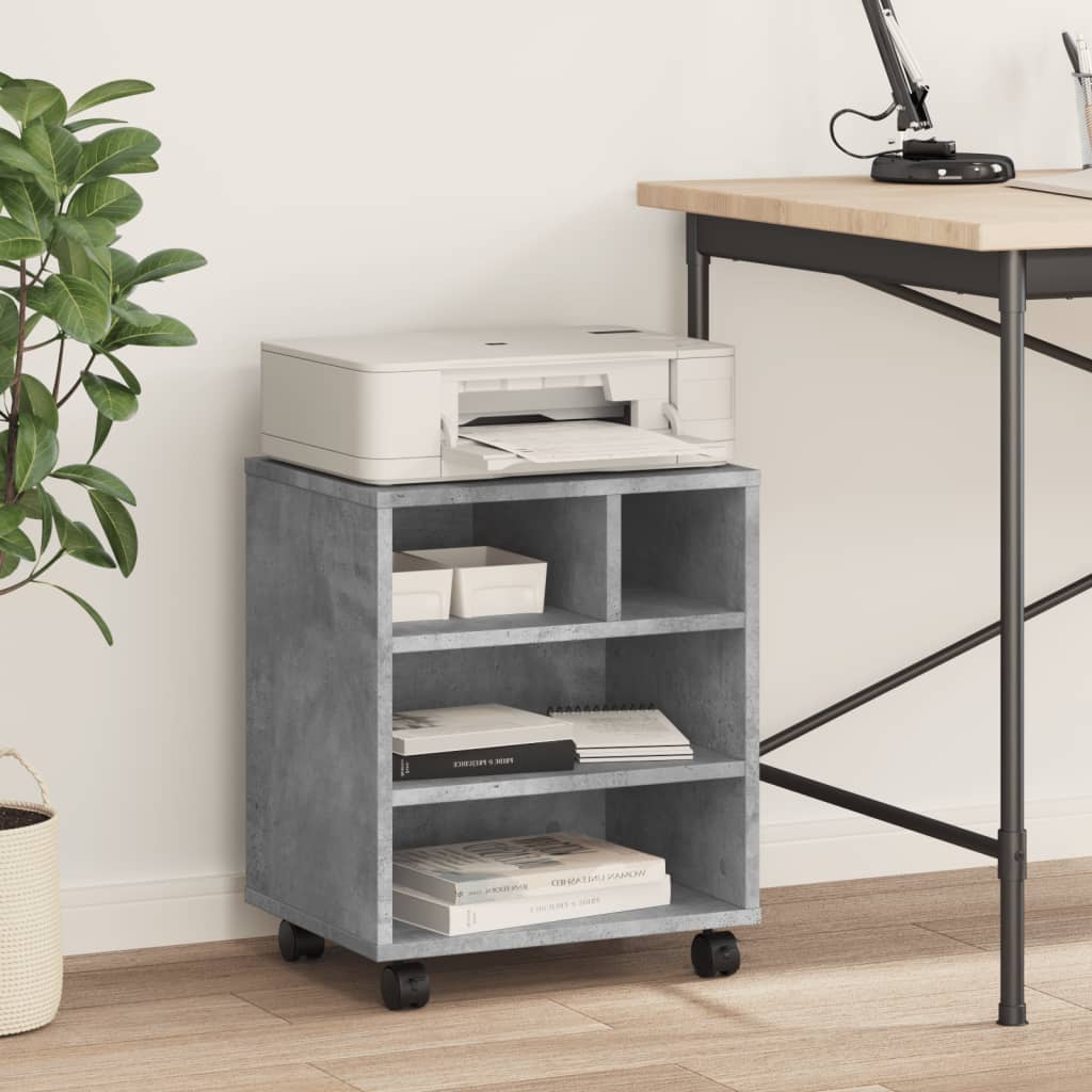 printer stand with wheels, concrete gray, 41 x 32 x 48 cm