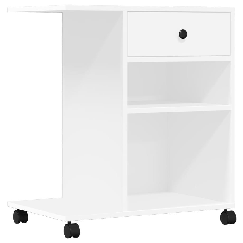 printer stand with wheels, white, 60x40x68.5 cm