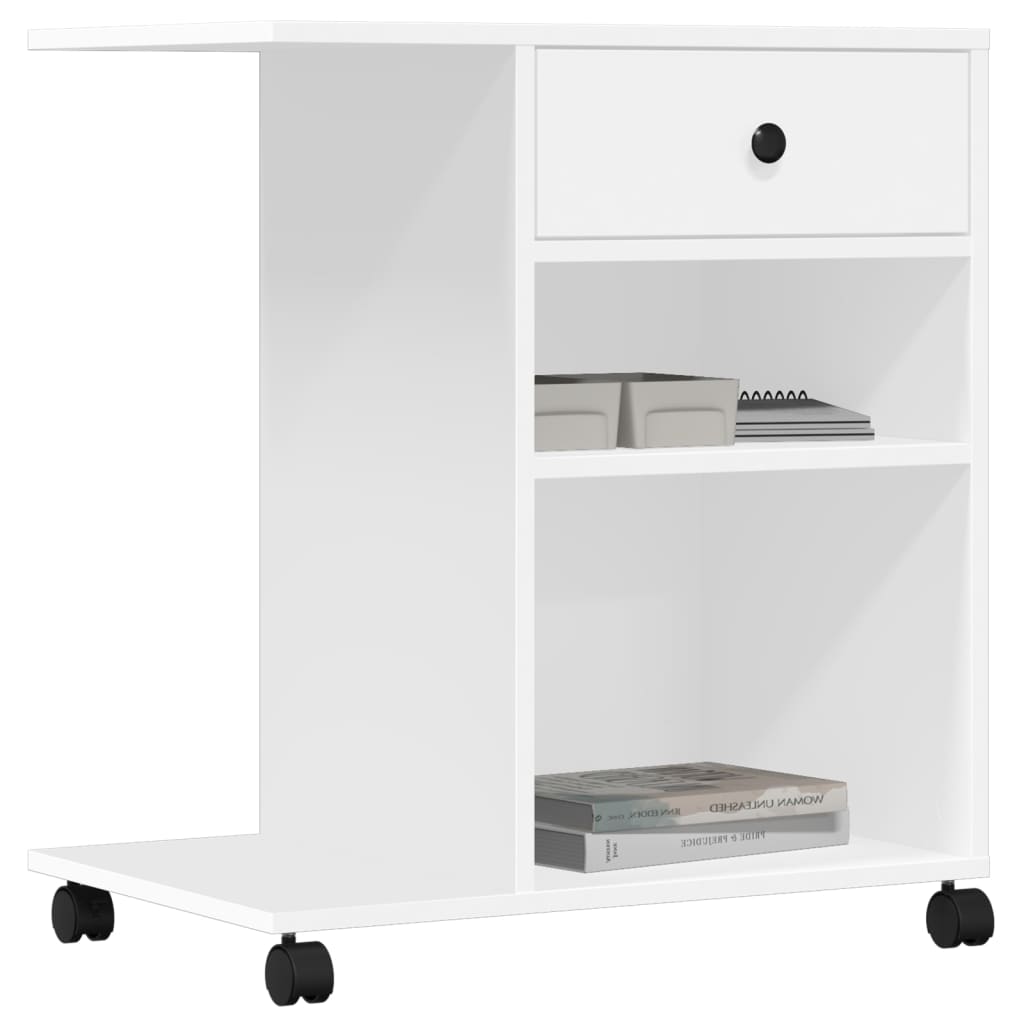 printer stand with wheels, white, 60x40x68.5 cm