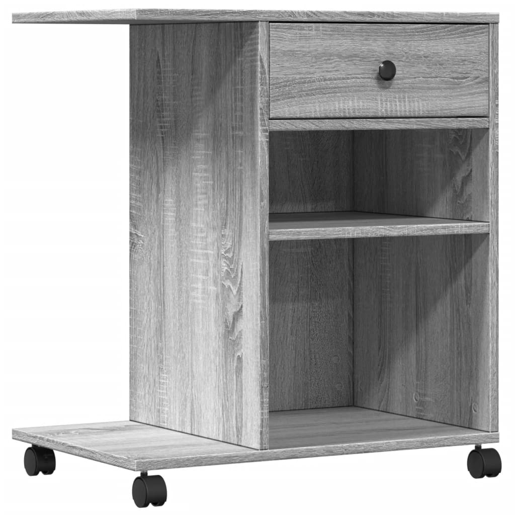 Printer stand with wheels, gray Sonoma oak, 60x40x68.5 cm