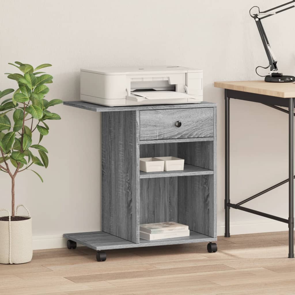 Printer stand with wheels, gray Sonoma oak, 60x40x68.5 cm