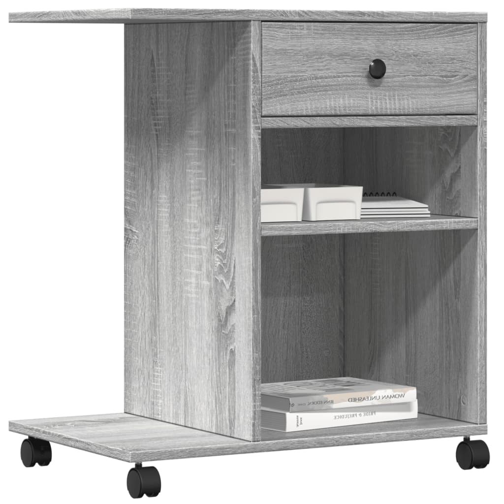 Printer stand with wheels, gray Sonoma oak, 60x40x68.5 cm