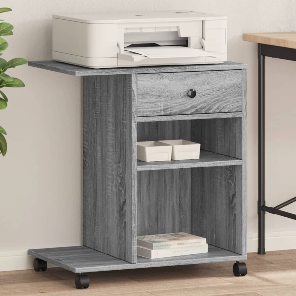 Printer stand with wheels, gray Sonoma oak, 60x40x68.5 cm