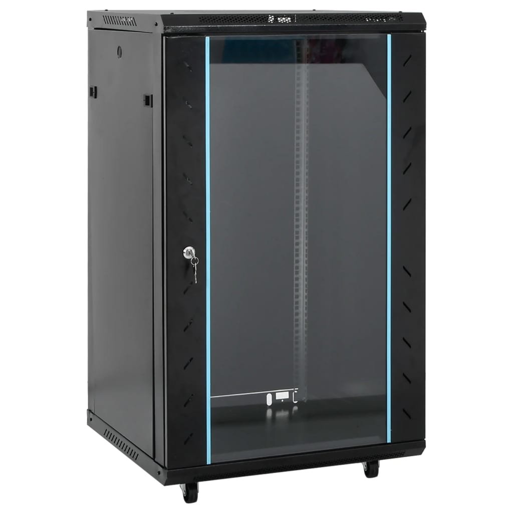 18U server cabinet with swivel legs, 19" IP20, 60x60x100 cm