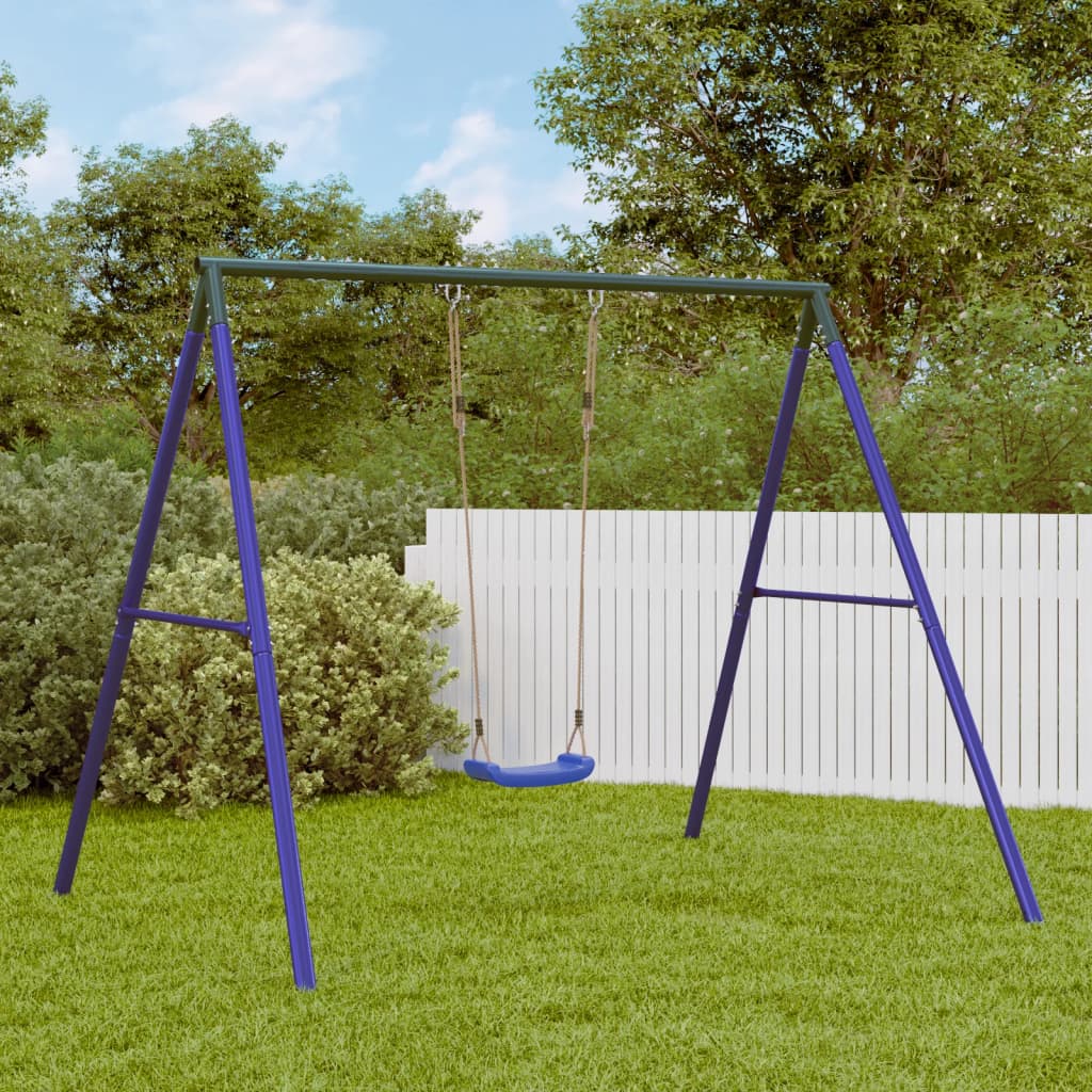 swing frame with 2 hanging hooks, blue, steel