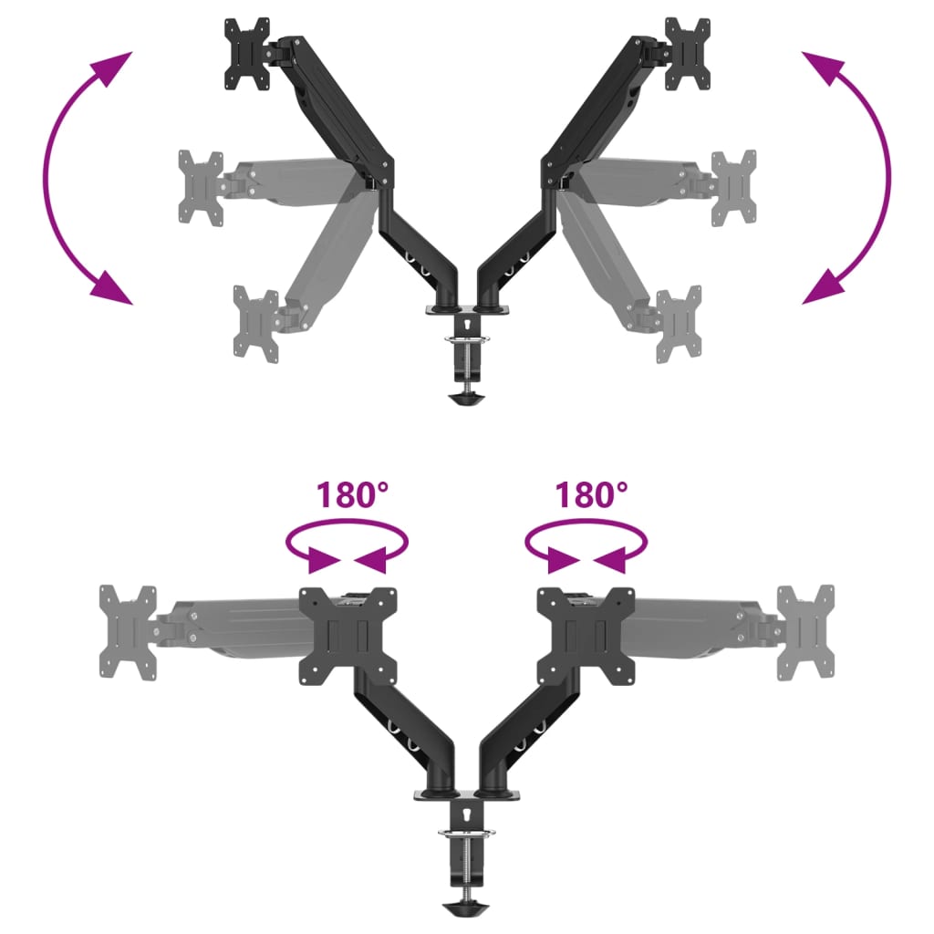 dual monitor support max 27'' screen on gas spring 20 kg