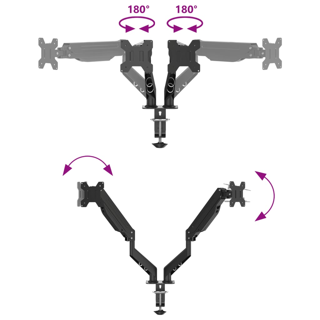 dual monitor support max 27'' screen on gas spring 20 kg