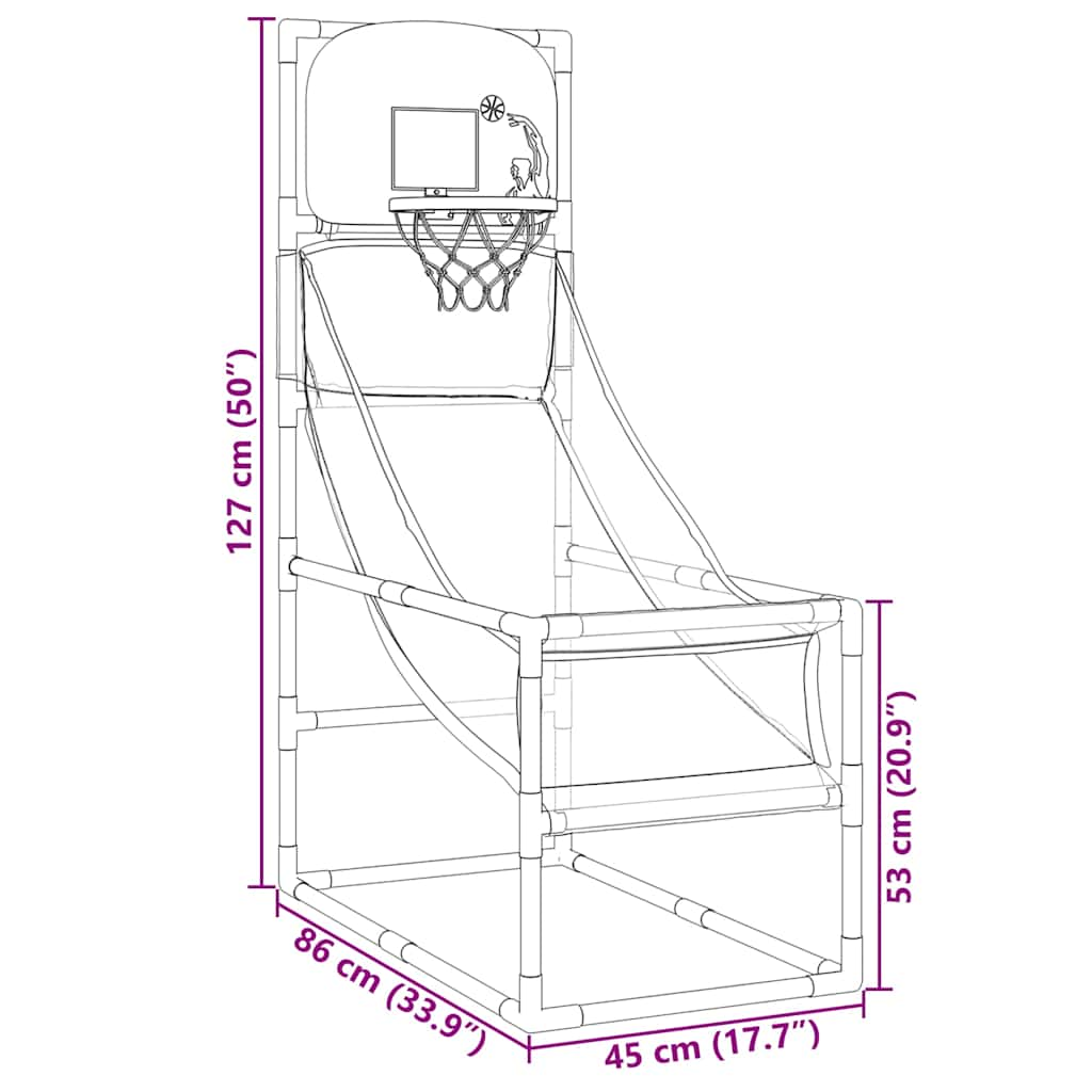 Аркадный баскетбольный игровой набор с мячом и насосом 45x86x127 см