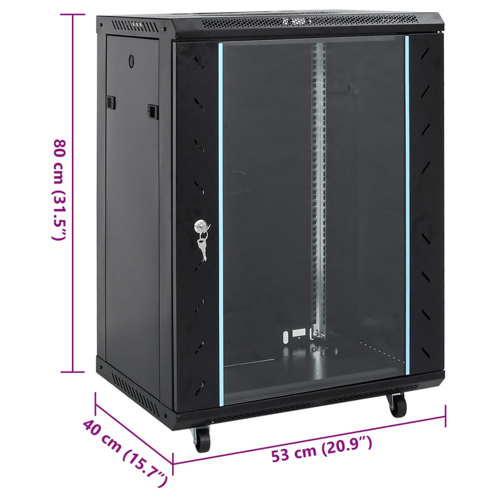 15U server cabinet, 19" IP20, black, 53 x 40 x 80 cm