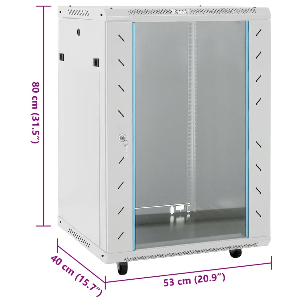 15U server cabinet, 19" IP20, grey, 53 x 40 x 80 cm