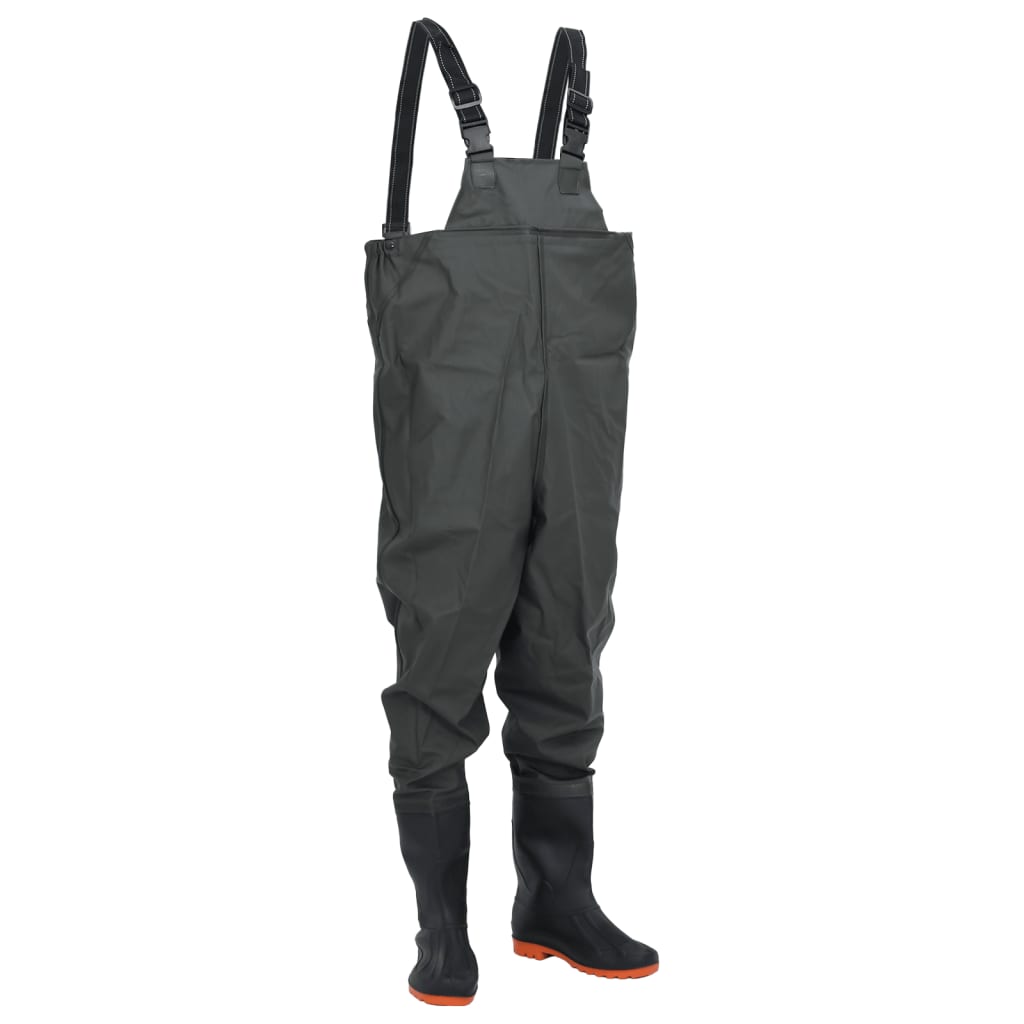 chest waders with boots, dark green, size 38