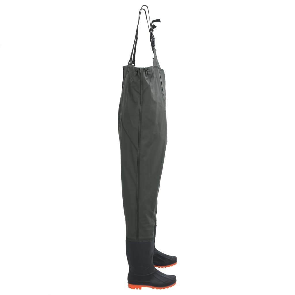 chest waders with boots, dark green, size 38