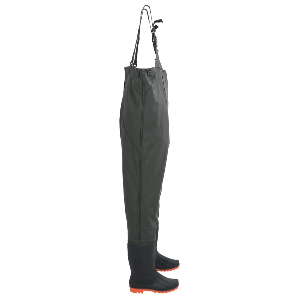 chest waders with boots, dark green, size 44