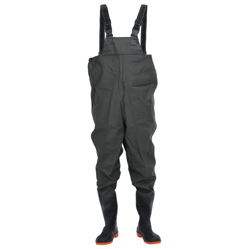 chest waders with boots, dark green, size 45