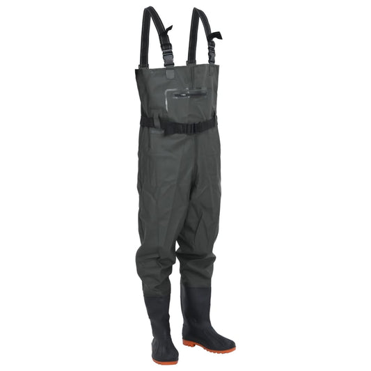 waders with boots and belt, dark green, size 41