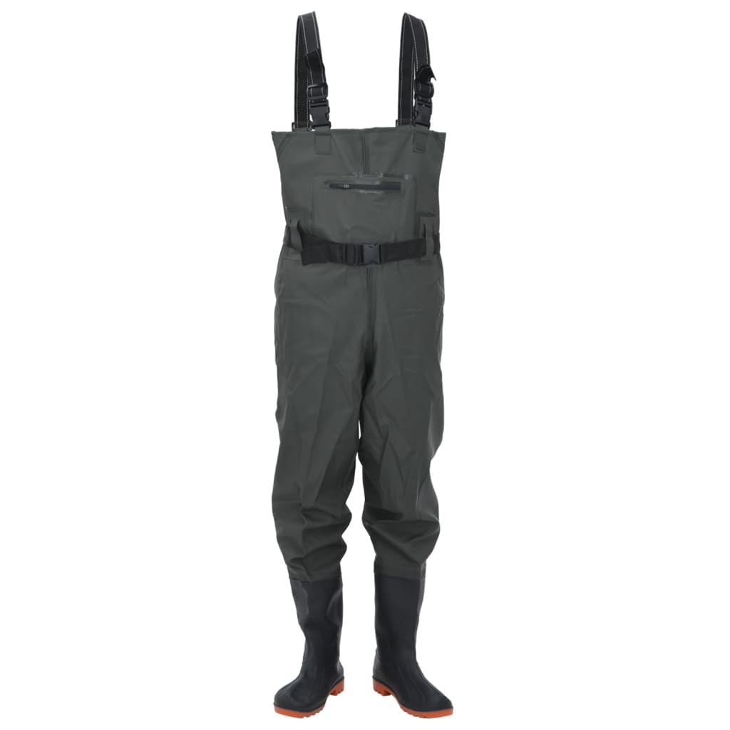 waders with boots and belt, dark green, size 45