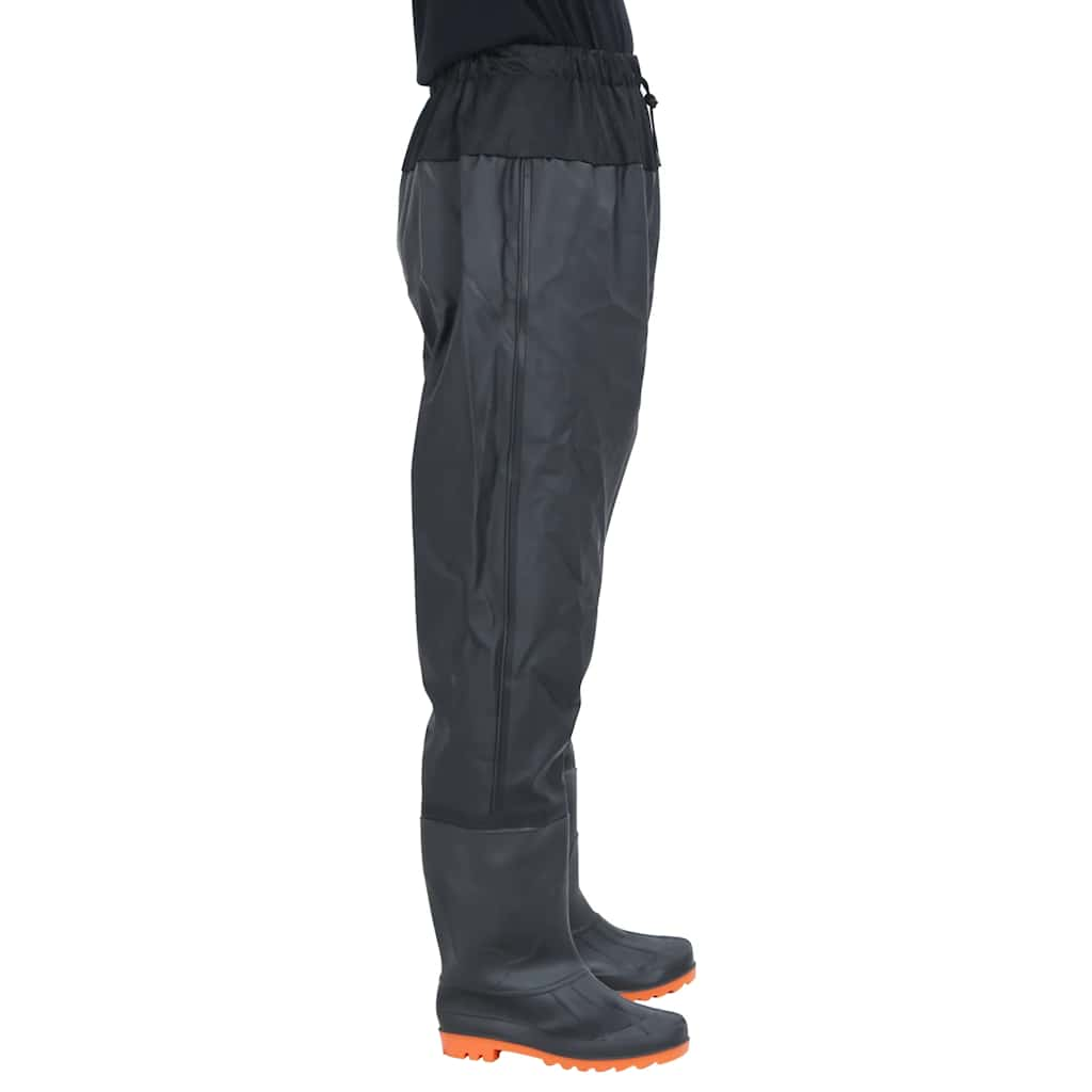 waist waders with boots, black, size 39