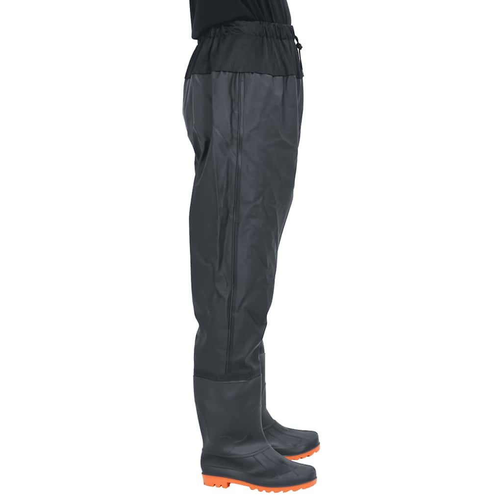 waist waders with boots, black, size 43