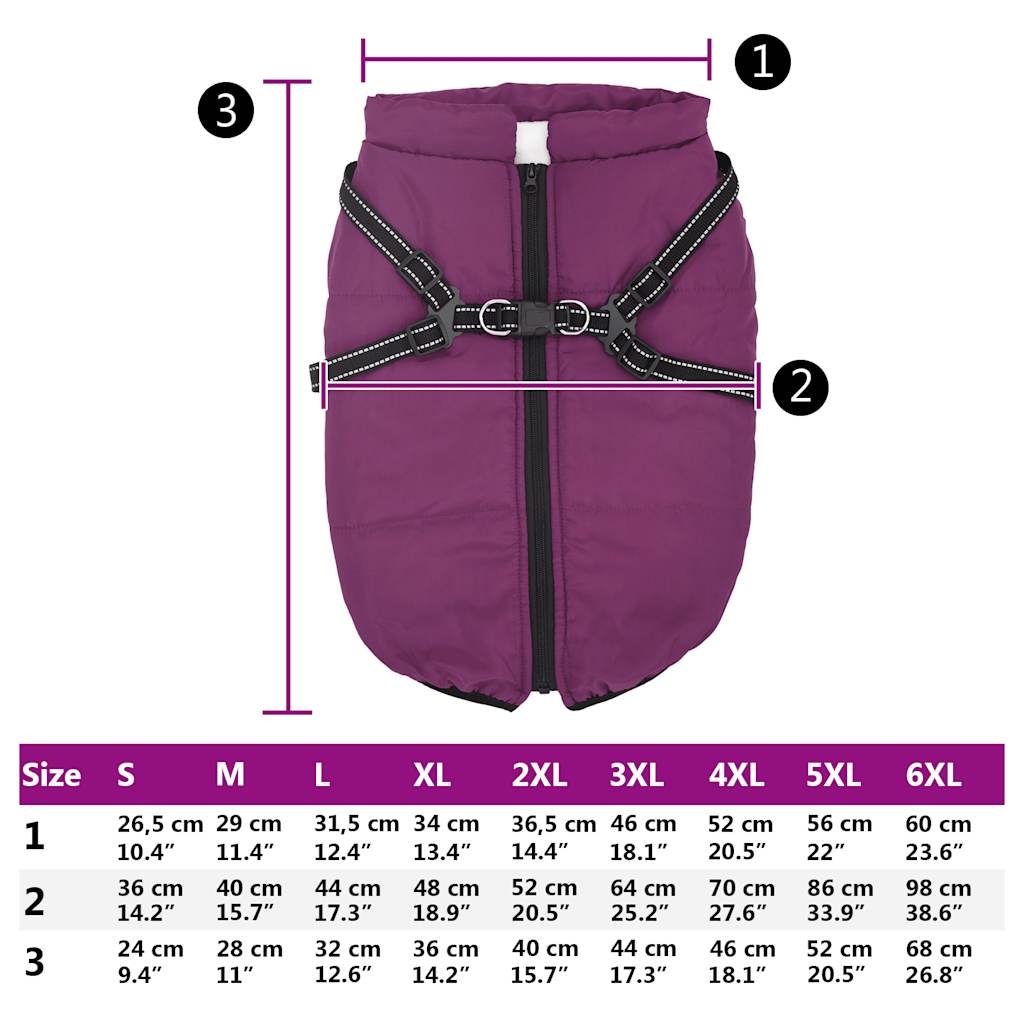 Dog coat with harness Waterproof reflective purple 4XL