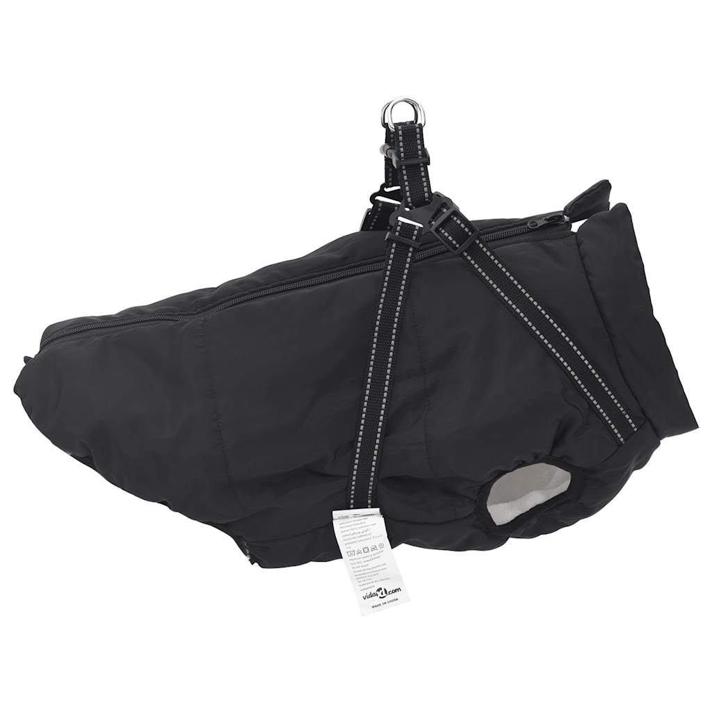 dog coat with harness waterproof reflective, black, 5XL