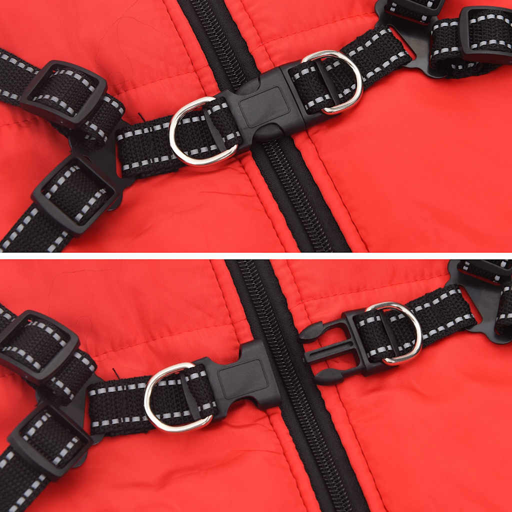 dog coat with harness waterproof reflective red 3XL